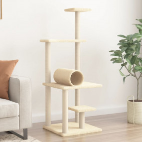 Cat Tree Cream Plush, Engineered wood, Sisal Large Dura...