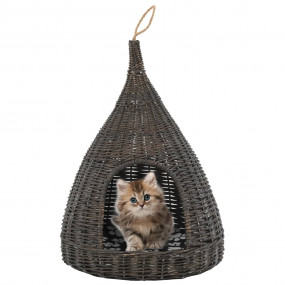 Cat House Grey Willow and fabric (50% Cotton, 50% Polye...