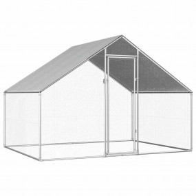 Chicken Cage Silver frame + gray roof Galvanized steel,...