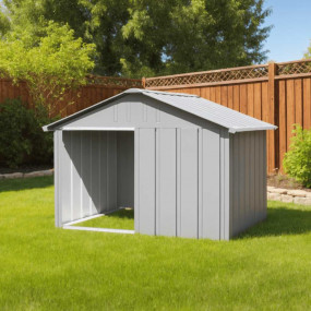 Dog House Grey Galvanized steel 45.9 x 40.6 x 32.1 in D...