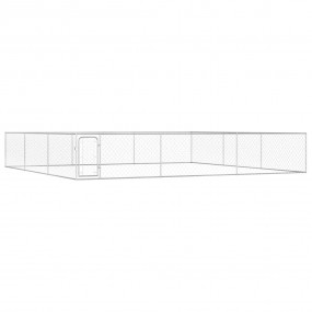 Dog Kennel Silver Galvanized Steel Extra Large Tough Do...