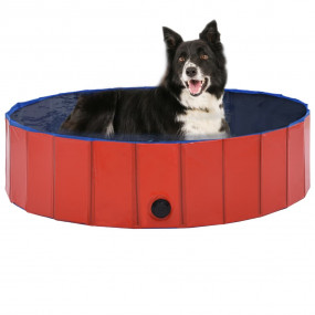 Dog Swimming Pool Red PVC 47.2 x 11.8 in Collapsible