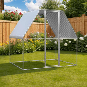 Chicken Cage Silver and Gray Galvanized Steel, Polyethy...