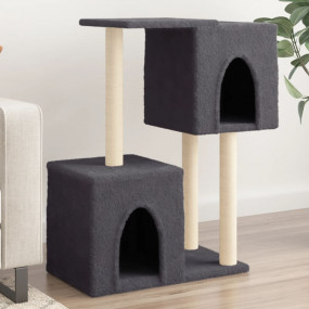 Cat Tree Dark grey Engineered wood, plush, sisal 33.9 i...
