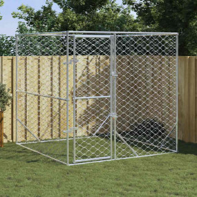 Outdoor Dog Kennel Silver Galvanized steel 6.6 x 6.6 x ...