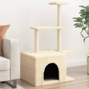 Cat Tree Cream Engineered wood, plush, sisal 43.3 in ta...