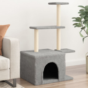 Cat Tree Light grey Engineered wood, plush, sisal Durab...