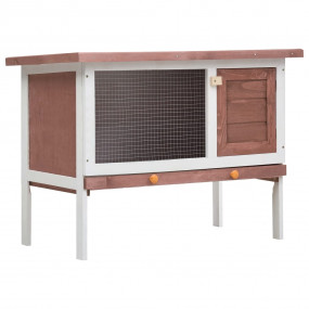 Rabbit Hutch Brown Solid pine wood One size Rabbit Hutc...