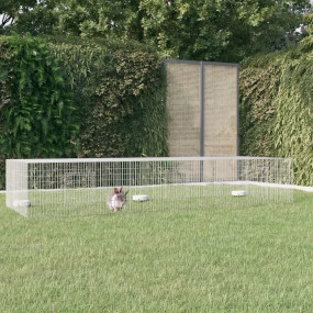 Rabbit Cage Silver Galvanized iron 3 Panels Durable Rab...