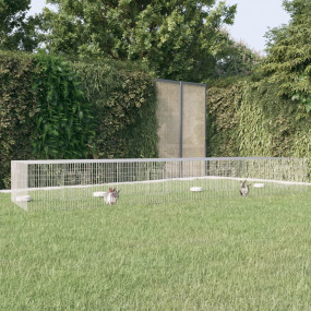 Rabbit Cage Silver Galvanized Iron 21.3 x 42.9 in panel...