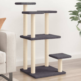 Cat Scratching Post Dark Grey Engineered Wood, Plush, S...