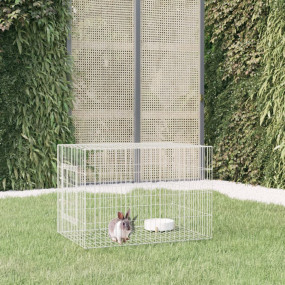 Rabbit Cage Silver Galvanized Iron 30.7x21.3x21.3 in Du...
