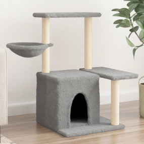 Cat Tree Light grey Engineered wood, plush, sisal 32.7 ...