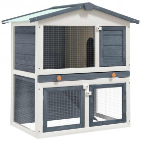 Rabbit Hutch Grey and white Solid pine wood, powder-coa...