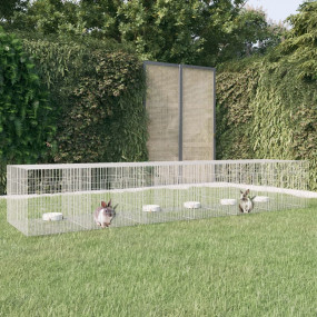 Rabbit Cage Silver Galvanized Iron 128.7 x 31.1 x 21.3 ...