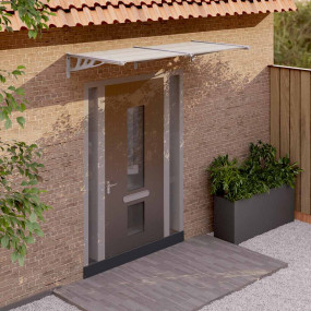 Door Canopy Gray and Transparent Polycarbonate 78.3 x 3...