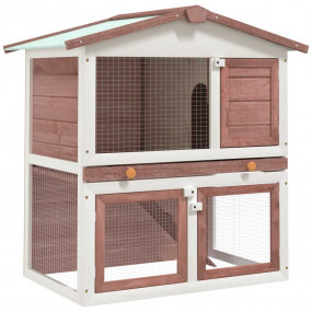Rabbit Hutch Brown Solid pine wood, Powder-coated iron ...