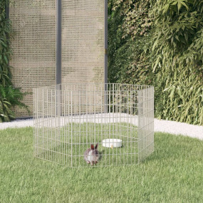 Animal Enclosure Silver Galvanized iron 6-Panel
