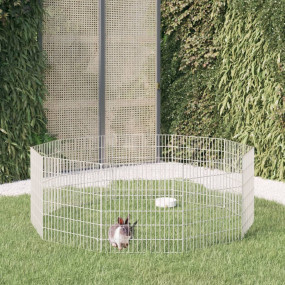 Animal Enclosure Silver Galvanized Iron Large Expandabl...
