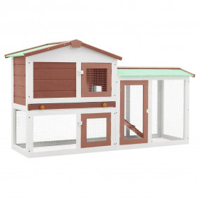 Rabbit Hutch Brown and White Solid Fir Wood, Plywood La...