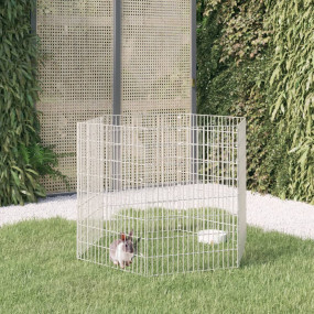 Animal Enclosure Silver Galvanized Iron 6-Panel Modular