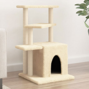 Cat Tree Cream Engineered wood, plush, sisal 32.9 in ta...