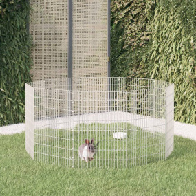 Animal Enclosure Silver Galvanized iron 10-Panel Expand...