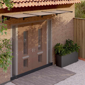 Large Black Polycarbonate Door Canopy Durable Rectangul...