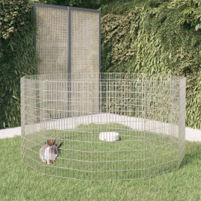 Animal Enclosure Silver Galvanized Iron 12-Panel Durabl...