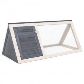 Animal Cage Grey and White Fir Wood, Plywood, Iron Wire...