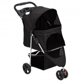 Dog Stroller Black 300D Oxford Fabric, Steel 31.5 x 18....