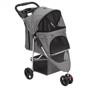 Dog Stroller Grey 300D Oxford fabric, steel Medium Fold...