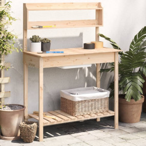 Potting Table Natural wood Solid fir wood, plastic (sin...