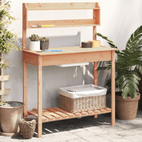 Potting Table Brown Solid Fir Wood, Plastic for sink Me...