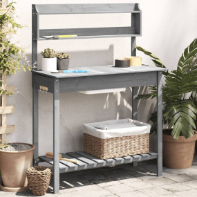 Potting Table Grey Solid Fir Wood Large Expandable