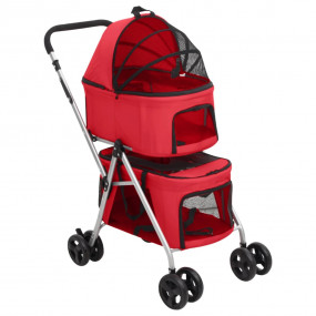 Dog Stroller Red 300D Oxford Fabric 32.7x18.9x38.2 in F...
