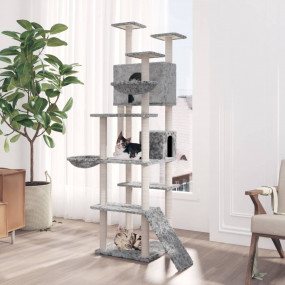 Cat Tree Light Grey Engineered Wood, Plush, Sisal Extra...