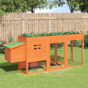 Chicken Coop Brown, Green Solid Pine Wood, Plywood