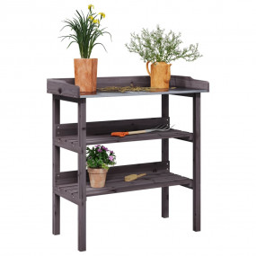 Plant Table Grey Solid fir wood, zinc Medium Plant Tabl...
