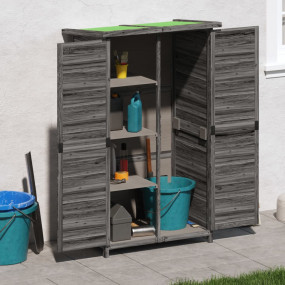 Garden Tool Shed Grey Solid pine wood Large Garden Tool...