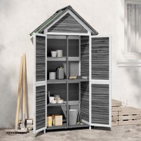 Garden Tool Shed Grey and White Solid pine wood, plywoo...