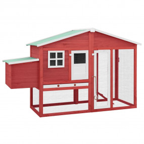 Chicken Coop Red and White Solid fir wood, Plywood, Gal...