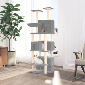 Cat Tree Light grey Engineered wood 70.9 in Adjustable ...