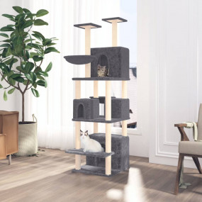 Cat Tree Dark grey Engineered wood, plush, sisal 70.9 i...
