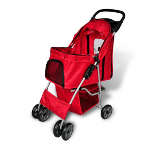 Pet Stroller Red PVC Medium Foldable Pet Stroller Recta...