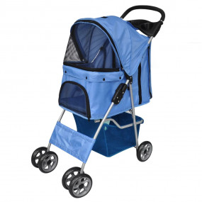 Pet Stroller Blue PVC & polyester fabric Medium Foldabl...