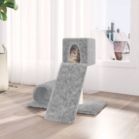 Cat Tree Light grey Engineered wood Medium Durable Cat ...