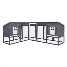 Rabbit Hutch Grey and White Solid Fir Wood, Plywood, Ga...