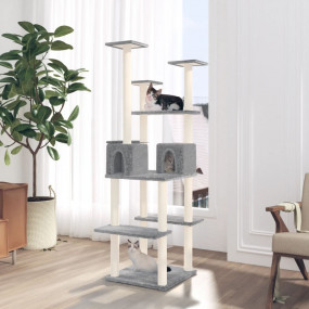 Cat Tree Light Grey Engineered wood, plush, sisal 65.7 ...