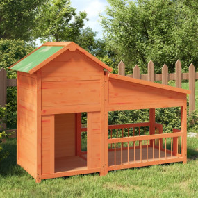 Dog Kennel Brown Solid pine wood Large Dog Kennel Recta...